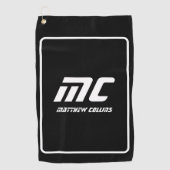 Modernes Monogramm für Coole Sportarten in Schwarz Golfhandtuch (Vorderseite)