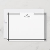 Modernes Monogramm für die Schwarzweißzeilengrenze Mitteilungskarte (Vorderseite)
