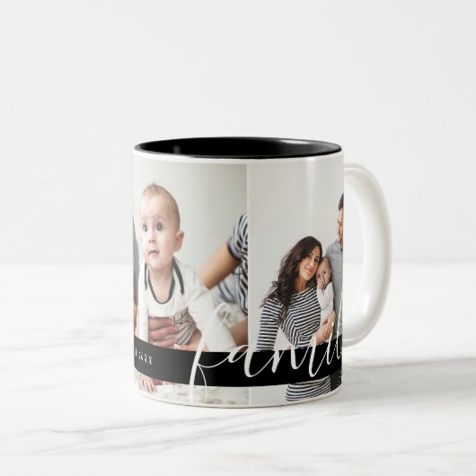 Modernes Monogramm für Fotos der Familie und etabl Zweifarbige Tasse (VorderseiteRechts)
