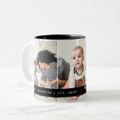 Modernes Monogramm für Fotos der Familie und etabl Zweifarbige Tasse (Vorderseite Links)