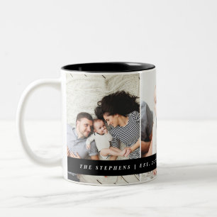 Modernes Monogramm für Fotos der Familie und etabl Zweifarbige Tasse