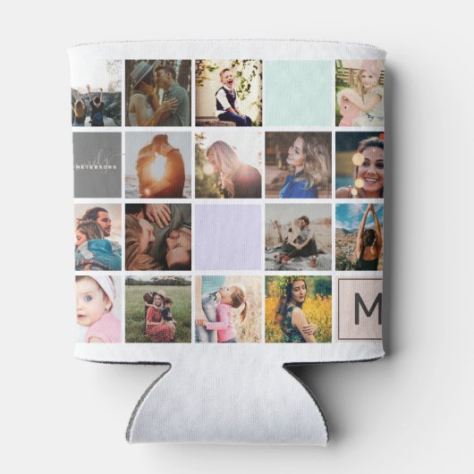 Modernes Monogramm für Ihr 16-Foto-Kollektionsgitt Dosenkühler (Rückseite)