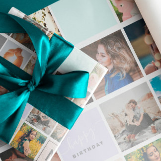 Modernes Monogramm für Ihr 16-Foto-Kollektionsgitt Geschenkpapier