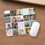 Modernes Monogramm für Ihr 16-Foto-Kollektionsgitt Mousepad<br><div class="desc">Modernes Monogramm für Ihr 16-Foto-Kollektionsgitter</div>