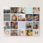 Modernes Monogramm für Ihr Familienraster mit 16 F Puzzle<br><div class="desc">Moderne Monogramm für Ihre Familie 16 Foto Collage Gitter,  fügen Sie Ihre Monogramm,  Familienname und Lieblings-Fotos!</div>