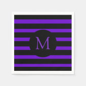 Modernes Monogramm für Lila und schwarze Streifen Serviette (Vorderseite)