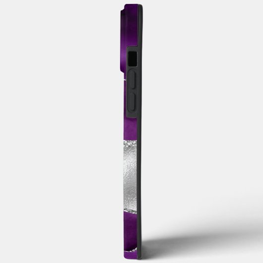 Modernes Monogramm für Lila und Silber Case-Mate iPhone Hülle (Rückseite / Links)