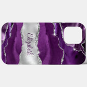 Modernes Monogramm für Lila und Silber Case-Mate iPhone Hülle (Rückseite (Horizontal))