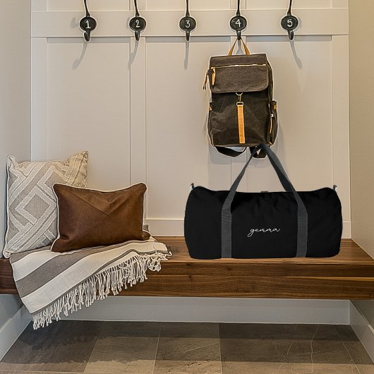 Modernes Monogramm für Minimalistische Skriptnamen Duffle Bag