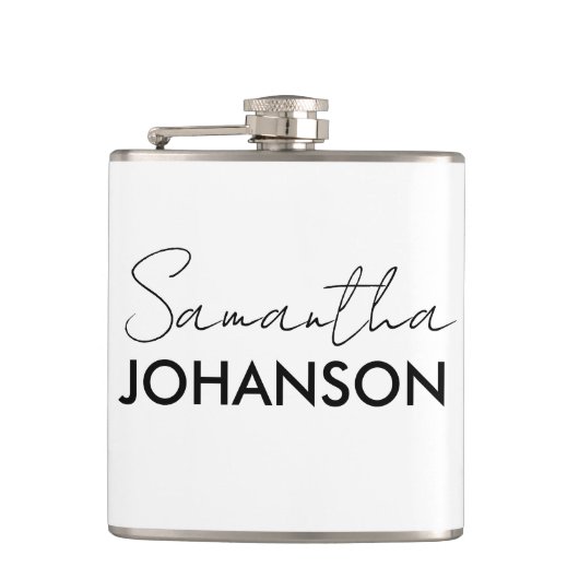 Modernes Monogramm für Minimalistische Skriptnamen Flachmann (Vorderseite)