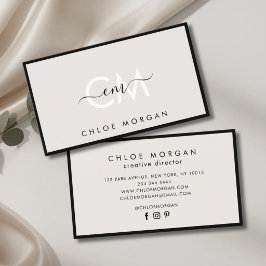 Modernes Monogramm für schwarz-graue Skripte Visitenkarte