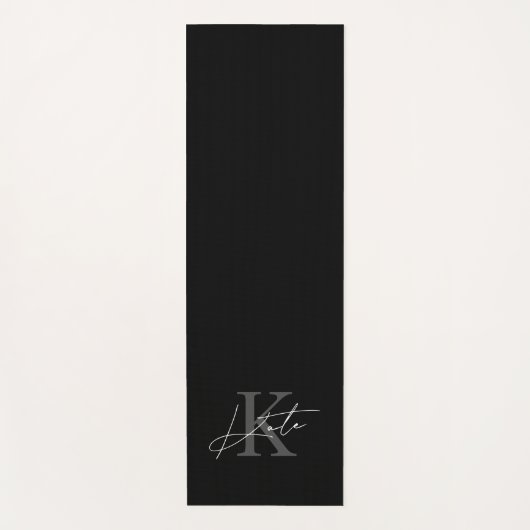 Modernes Monogramm für Schwarz-Weiß-Handschrift Yogamatte (Vorderseite)