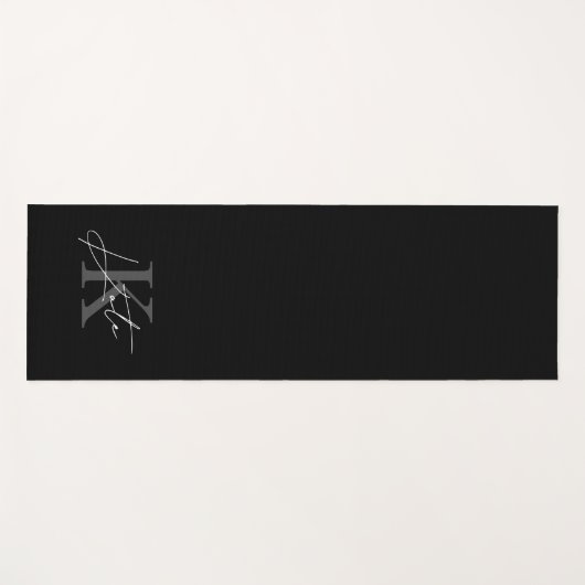 Modernes Monogramm für Schwarz-Weiß-Handschrift Yogamatte (Vorderseite (Horizontal))