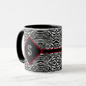 Modernes Monogramm für Schwarz-weißes Streifenmust Tasse (Vorderseite Links)