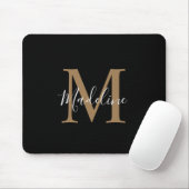 Modernes Monogramm für Schwarze und Gold-Script Mousepad (Mit Mouse)
