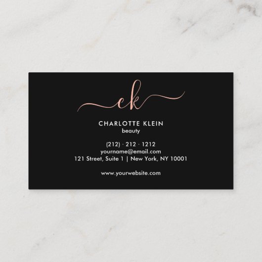 Modernes Monogramm für Schwarzweiß-Streifen Visitenkarte (Rückseite)