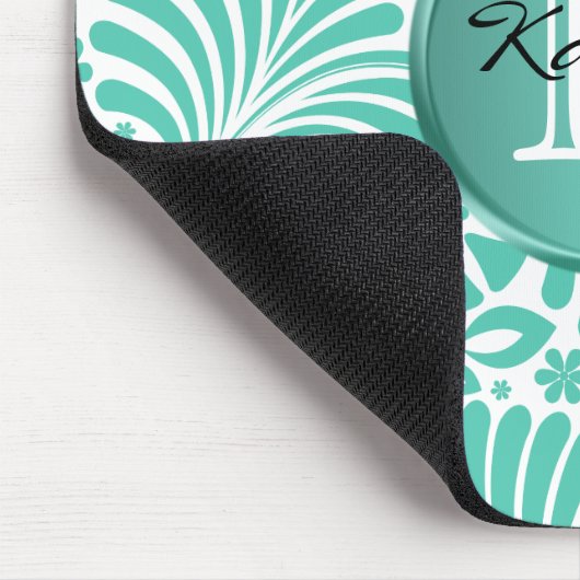 Modernes Monogramm für tropische Damasken Mousepad (Ecke)