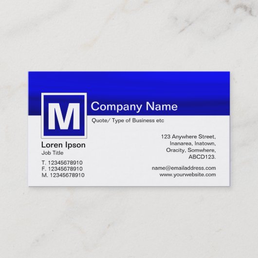 Modernes Monogramm - Galaxy Blue Visitenkarte (Vorderseite)