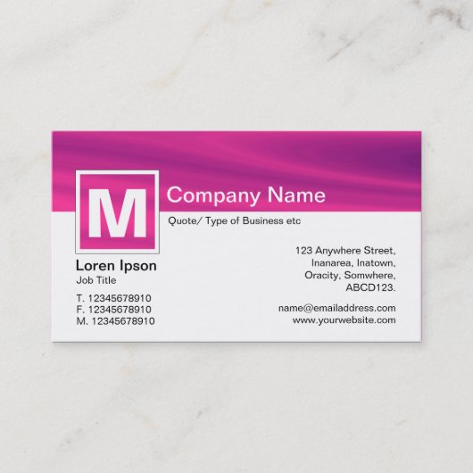 Modernes Monogramm - Galaxy Pink Visitenkarte (Vorderseite)