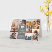 Modernes Monogramm Geburtstag aquamarin 12 Foto Co Karte (Gelbe Blume)