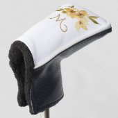 Modernes Monogramm Gelb und Kupfer Golf Headcover (3/4 Vorderseite)