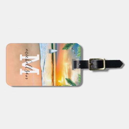 Modernes Monogramm-Gepäckstück Gepäckanhänger (Vorderseite horizontal)