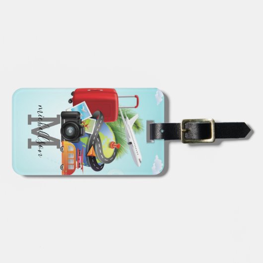 Modernes Monogramm-Gepäckstück Gepäckanhänger (Vorderseite horizontal)