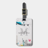 Modernes Monogramm-Gepäckstück Gepäckanhänger (Vorderseite vertikal)