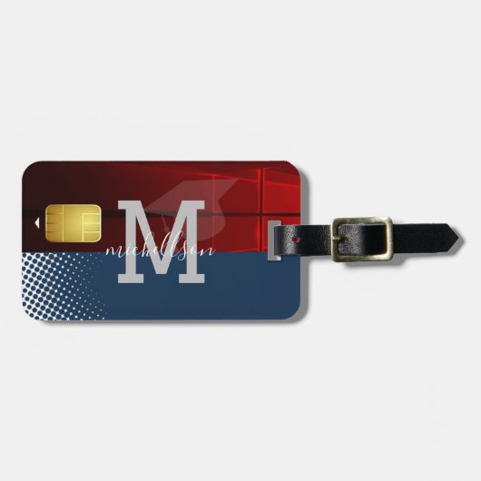 Modernes Monogramm-Gepäckstück Gepäckanhänger (Vorderseite horizontal)