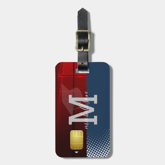 Modernes Monogramm-Gepäckstück Gepäckanhänger (Vorderseite vertikal)