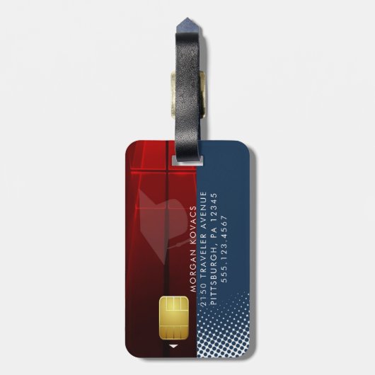 Modernes Monogramm-Gepäckstück Gepäckanhänger (Rückseite vertikal)