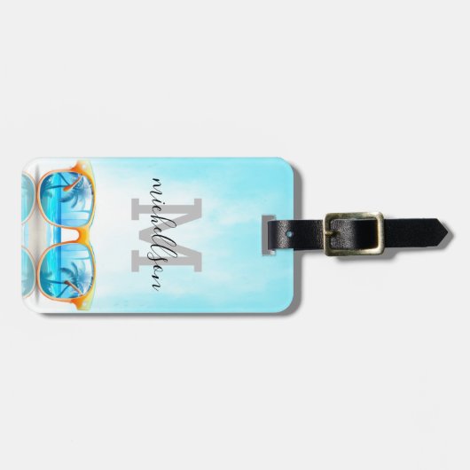 Modernes Monogramm-Gepäckstück Gepäckanhänger (Vorderseite horizontal)