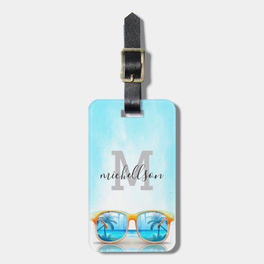 Modernes Monogramm-Gepäckstück Gepäckanhänger (Vorderseite vertikal)