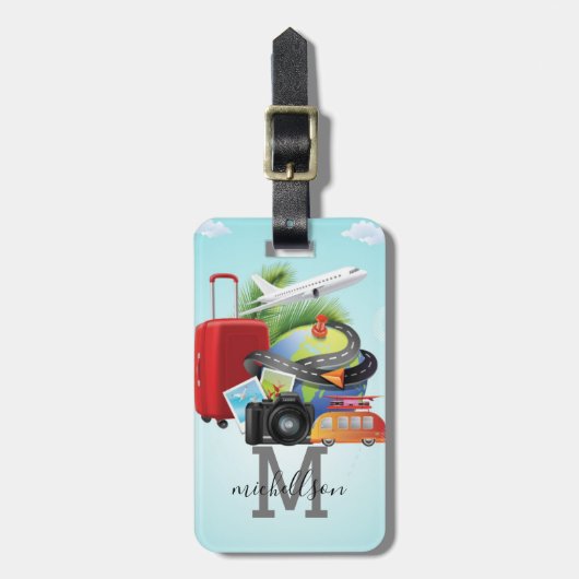 Modernes Monogramm-Gepäckstück Gepäckanhänger (Vorderseite vertikal)