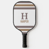 Modernes Monogramm gestreift Pickleball Schläger (Vorderseite)