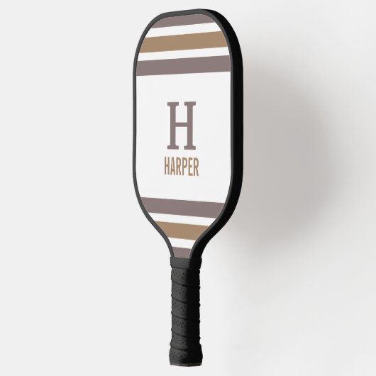Modernes Monogramm gestreift Pickleball Schläger (Links)