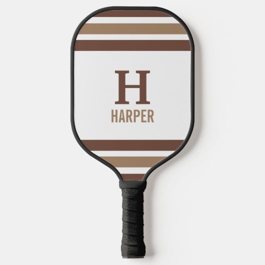 Modernes Monogramm gestreift Pickleball Schläger (Vorderseite)