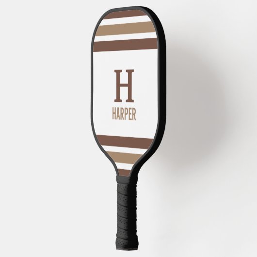 Modernes Monogramm gestreift Pickleball Schläger (Links)
