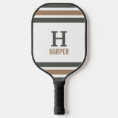 Modernes Monogramm gestreift Pickleball Schläger (Vorderseite)