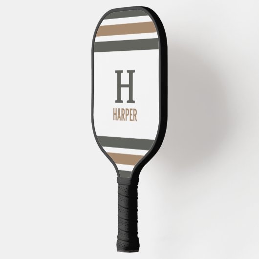 Modernes Monogramm gestreift Pickleball Schläger (Links)