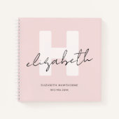 Modernes Monogramm Girly Script Roush Pink Rezept Notizblock (Vorderseite)
