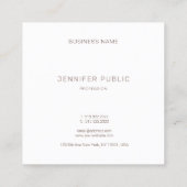 Modernes Monogramm-glattes schlichtes berufliches Quadratische Visitenkarte (Rückseite)