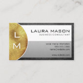 Modernes Monogramm | Gold und Leder Visitenkarte (Vorderseite)