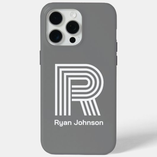 Modernes Monogramm Grau Case-Mate iPhone Hülle (Rückseite)