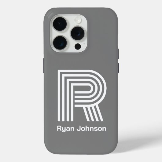 Modernes Monogramm Grau Case-Mate iPhone Hülle (Rückseite)
