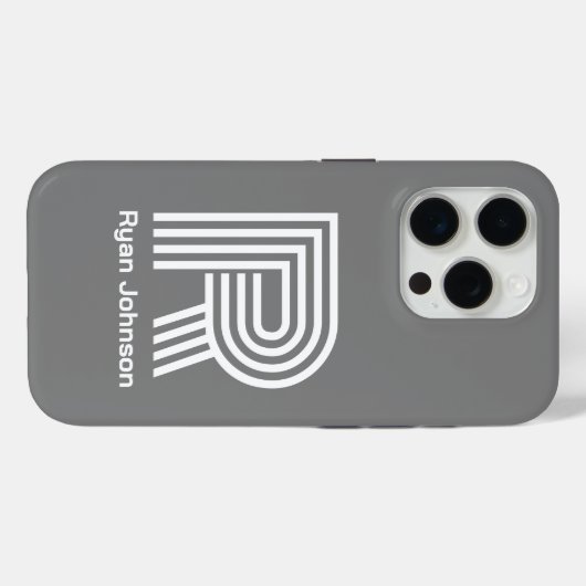 Modernes Monogramm Grau Case-Mate iPhone Hülle (Rückseite (Horizontal))