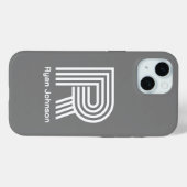 Modernes Monogramm Grau Case-Mate iPhone Hülle (Rückseite (Horizontal))