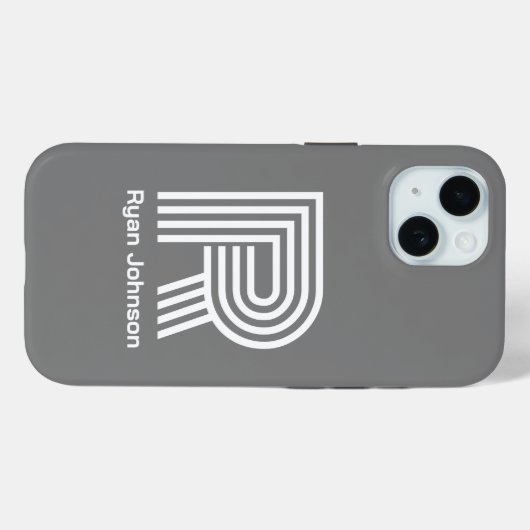 Modernes Monogramm Grau Case-Mate iPhone Hülle (Rückseite (Horizontal))