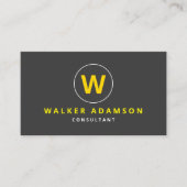 Modernes (Monogramm) Grau und mattes Schwarz Visitenkarte (Vorderseite)