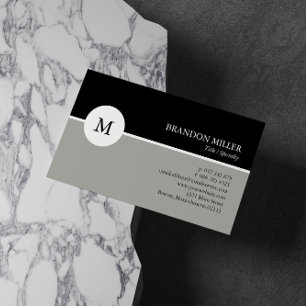 Modernes Monogramm, grau und schwarz, einseitig Visitenkarte